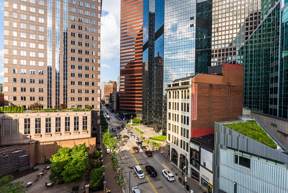 Downtown Culrural District next to Allegheny Landing in Pittsburgh